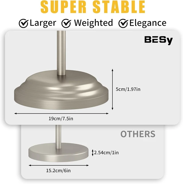 Alt view image 6 of 7 - Toilet Paper Holder Floor Stand, Bathroom Freestanding Nickel Toilet Tissue Roll Holder, Free Standing Rack with Storage, Weighted Base Accessories, SUS304 Stainless Steel Rustproof
