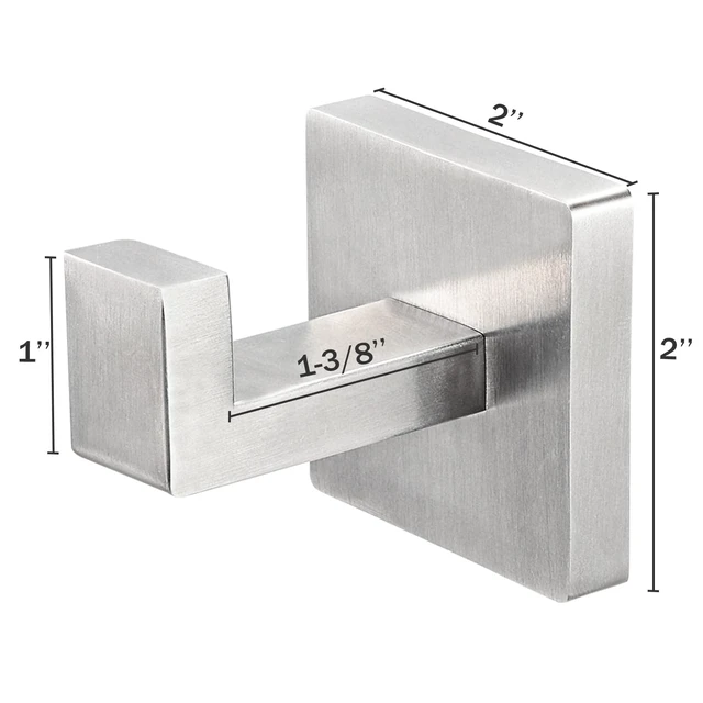 Alt view image 6 of 7 - 4-Pack Towel Hooks Hand Towel Holder Bathroom Robe Hanger Silver Brushed Silver Square Coat Hook Wall Mount Heavy Duty Stainless Steel Hat Hook for Living Room Bedroom Kitchen Closet