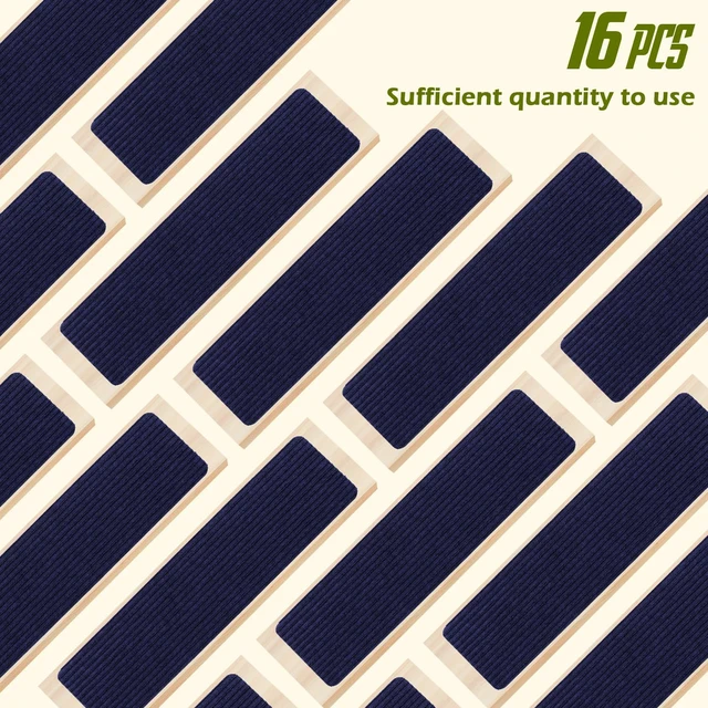 Alt view image 3 of 7 - Stair Treads for Wooden Steps 16 Pack 8"x30" Non-Slip Carpet Runner Indoor with TPE Backing & Reusable Adhesive Anti-Skid Safety Rug for Kids/Elder/Pet-Friendly Home Navy Blue