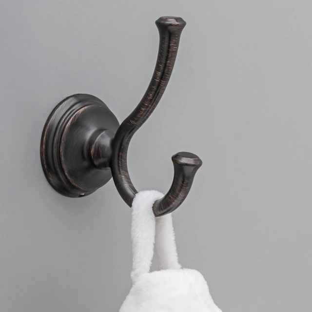 Alt view image 2 of 7 - Double Towel Hook for Bathroom or Kitchen| Venetian Bronze | Cassidy Accessories