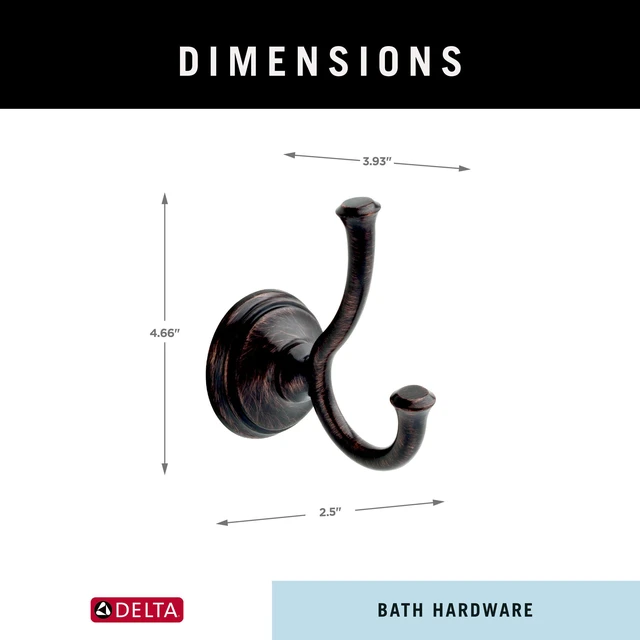 Alt view image 6 of 7 - Double Towel Hook for Bathroom or Kitchen| Venetian Bronze | Cassidy Accessories