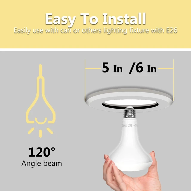 Alt view image 6 of 7 - 24Pack BR30 LED Bulb Indoor Flood Light Bulbs, 65W Equivalent Dimmable LED Bulbs, 4000K Neutral White, 850 Lumens E26 Base, Recessed Can Bulb for Living Room Bedroom Dining Room Bathroom