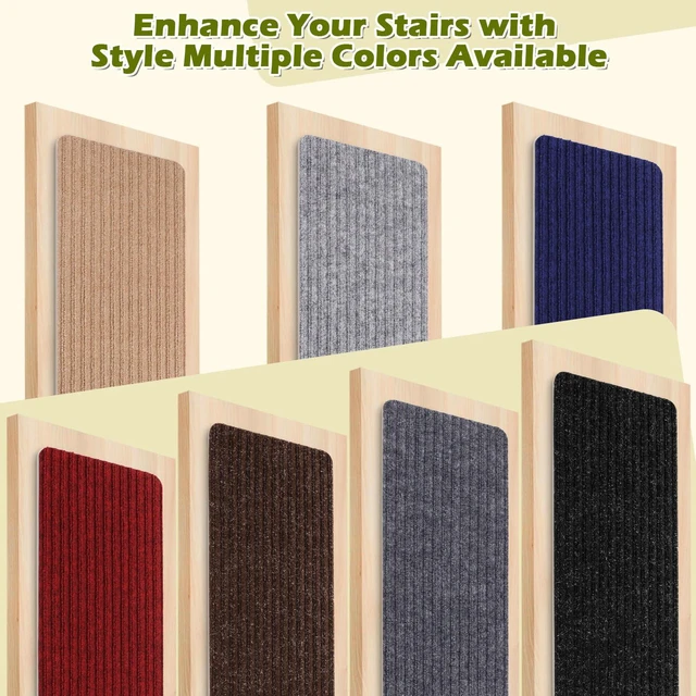 Alt view image 7 of 7 - Stair Treads for Wooden Steps 16 Pack 8"x30" Non-Slip Carpet Runner Indoor with TPE Backing & Reusable Adhesive Anti-Skid Safety Rug for Kids/Elder/Pet-Friendly Home Navy Blue