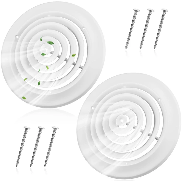Main image of 2 Pcs 10 Inch Round Vent Cover, White Ceiling Diffuser with Screws Outer Dimensions 13-15/16", HVAC Vent Duct Register Cover, Replacement Exhaust Fan Covers for Home Office Kitchen Ventilation