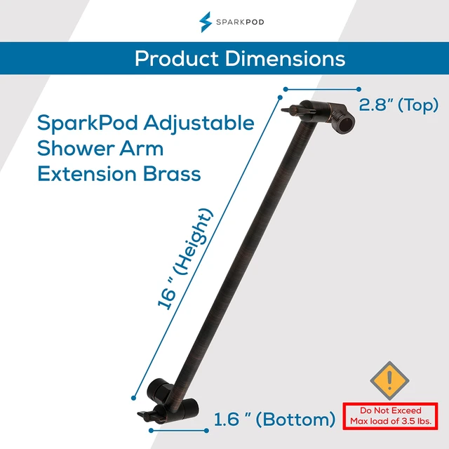 Alt view image 2 of 5 - 16" Extension Arm, Adjustable Height & Angle, Oil-Rubbed Bronze Adjustable Height & Angle, Sturdy Lock, Universal Connection, Transform your showers into rain shower experience