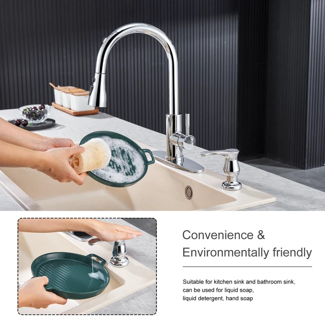 Alt view image 4 of 7 - Kitchen Sink Soap Dispenser Chrome, G086C-G Chrome Under Sink Soap Dispenser with 40" Silicone Extension Tube, Say Goodbye to Frequent Refills