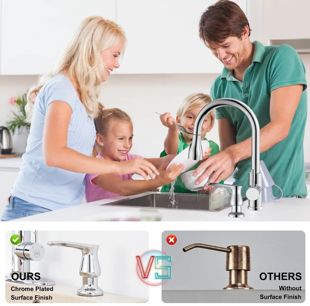 Alt view image 6 of 7 - Kitchen Sink Soap Dispenser Chrome, G086C-G Chrome Under Sink Soap Dispenser with 40" Silicone Extension Tube, Say Goodbye to Frequent Refills