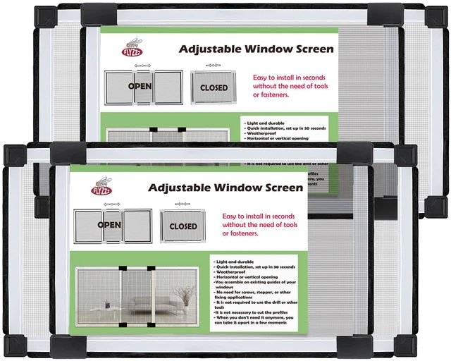 Main image of Adjustable Window Screen Small Expandable Window Screens, (9.84'' High by 16-28'' Wide, B) 2 Packs Suitable for Window Openning Width Size 16''-28'' 20% Smaller Than Standard Screens
