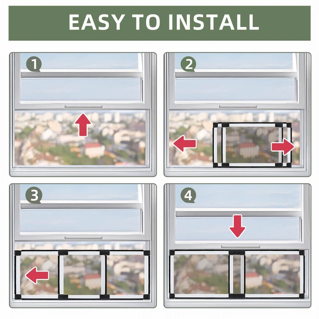 Alt view image 4 of 7 - Adjustable Window Screen Small Expandable Window Screens, (9.84'' High by 16-28'' Wide, B) 2 Packs Suitable for Window Openning Width Size 16''-28'' 20% Smaller Than Standard Screens