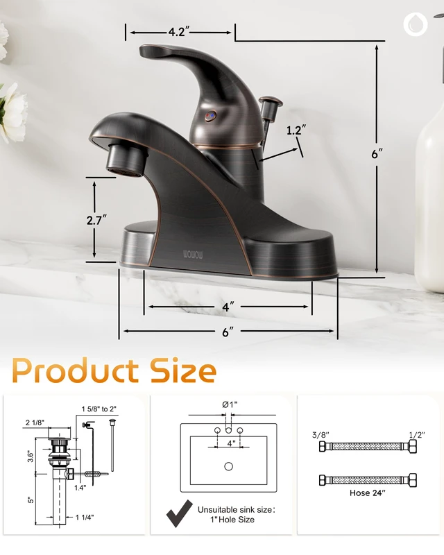 Alt view image 6 of 7 - Single Handle Commercial Bathroom Faucet Oiled Rubbed Bronze 4 inch Centerset Bathroom Basin Sink Faucets One Handle Vanity Faucets Basin Mixer Tap with Lift Rod Drain Assembly