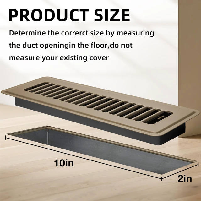 Alt view image 5 of 7 - Floor Register 2x10, 4 Pack Floor Vent Covers for Home Floor Heavy Duty Steel Walkable Floor Vents Air Vent Covers for Sidewall and Floor, Brown