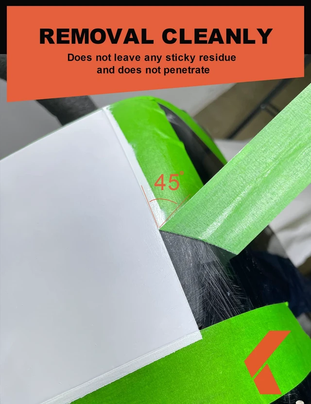 Alt view image 6 of 6 - Painters Tape for Cars - Green, No Residue, Automotive Masking Tape - Heat Resistant for Paint Booth, 1.4 Inches x 60 Yards, 3 Rolls