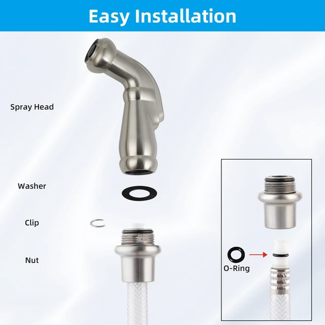 Alt view image 4 of 6 - Universal Sink Sprayer Attachment for Kitchen Faucet, Brushed Nickel NSF/ANSI/CAN 372 Certified, Kitchen Side Sprayer Head Compatible with Delta, Moen, Kohler and Other OEM Brands Spray Head