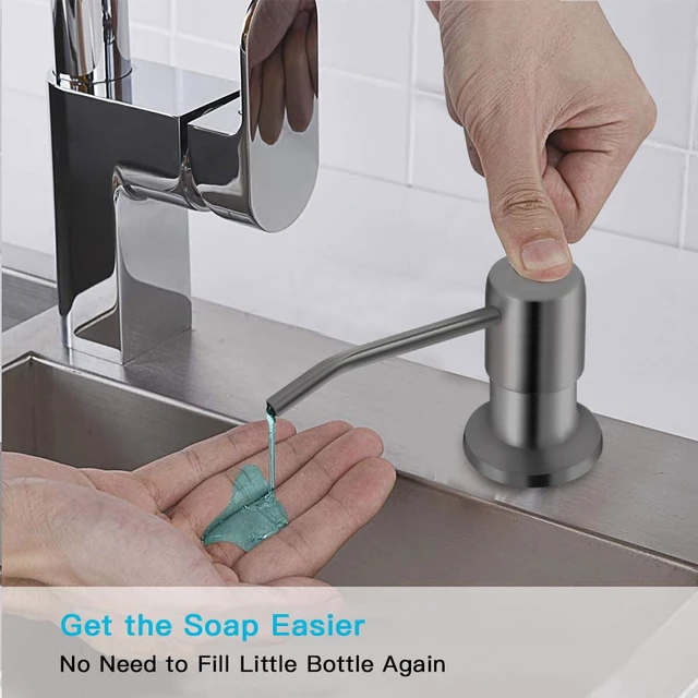 Alt view image 5 of 7 - Dish Soap Dispenser for Kitchen Sink, Countertop Sink Soap Dispenser Water Pump with 47 No-Spill Extension Tube Kit Design for Kitchen Bathroom, No More Refills Gray