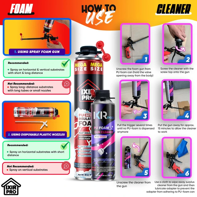 Alt view image 3 of 7 - Spray Foam Insulation Kit, 1 Pack x 30 oz, Expanding Foam Sealant Spray High Density Closed Cell Spray Kit for Walls, Attic, Ceiling, Windows, Heat & Sound Control, Energy Saver, Seal Cracks & Gaps