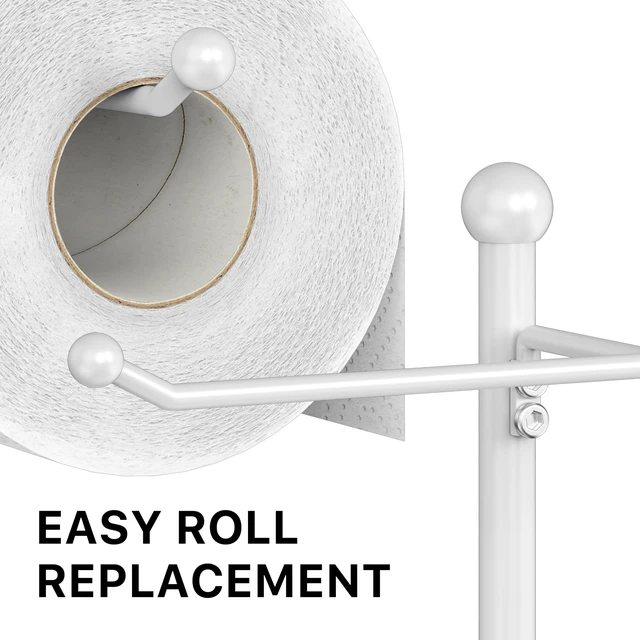 Alt view image 6 of 7 - English Style Toilet Paper Stand Holder w/Woodtop, White 4 Paper Rolls, 8.5" x 8.75" x 29.2"