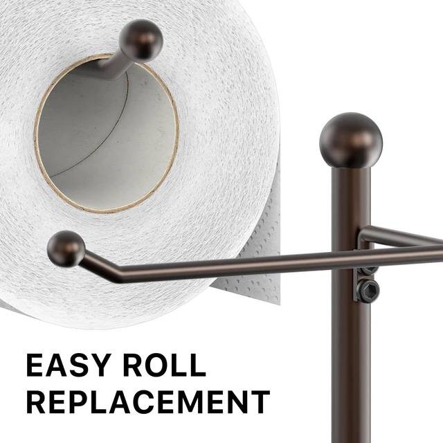 Alt view image 6 of 7 - English Style Toilet Paper Stand Holder w/Woodtop, Bronze 4 Paper Rolls, 8.5" x 8.75" x 29.2"