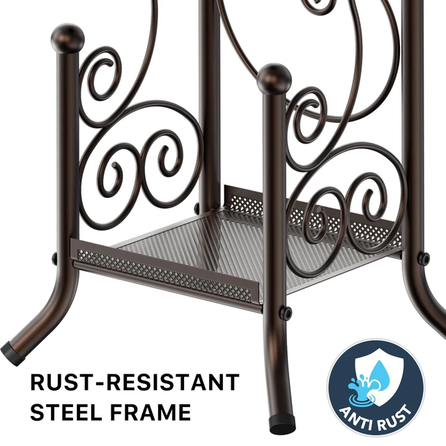 Alt view image 5 of 7 - English Style Toilet Paper Stand Holder w/Woodtop, Bronze 4 Paper Rolls, 8.5" x 8.75" x 29.2"