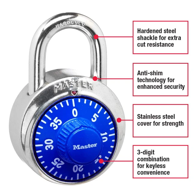Alt view image 2 of 7 - 1505D Locker Lock Combination Padlock, 1 Pack, Colors May Vary