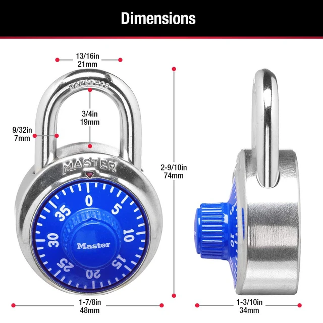 Alt view image 6 of 7 - 1505D Locker Lock Combination Padlock, 1 Pack, Colors May Vary