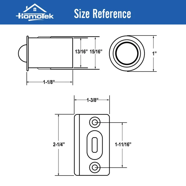 Alt view image 2 of 6 - 4 Pack Drive in Ball Catch with Strike Plate for Closet Doors, Satin Nickel, 13/16" x 1-1/8",Die-cast, Adjustable Tension Ball