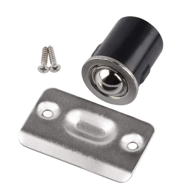 Alt view image 6 of 6 - 4 Pack Drive in Ball Catch with Strike Plate for Closet Doors, Satin Nickel, 13/16" x 1-1/8",Die-cast, Adjustable Tension Ball