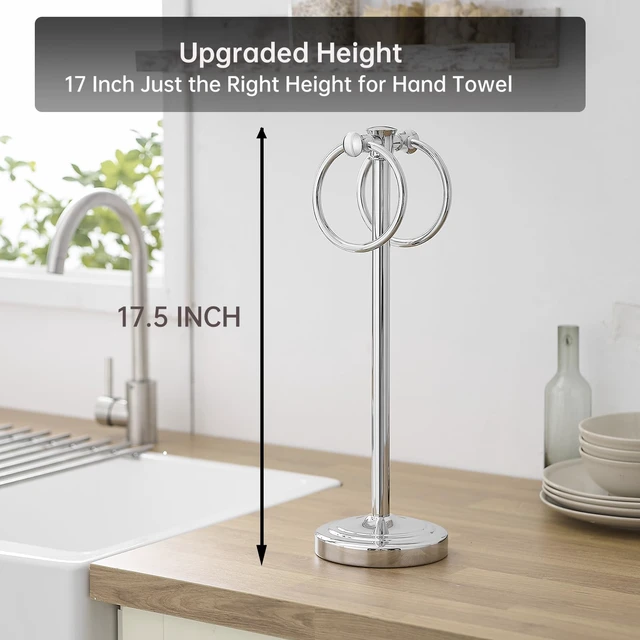 Alt view image 6 of 7 - Hand Towel Holder Stand Bathroom Countertop Towel Bar Rack Chrome Polished Chrome, Freestanding, Free Standing Towel Ring Hanger for Vanity Counter Kitchen Accessories, Stainless Steel