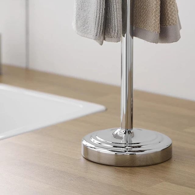 Alt view image 7 of 7 - Hand Towel Holder Stand Bathroom Countertop Towel Bar Rack Chrome Polished Chrome, Freestanding, Free Standing Towel Ring Hanger for Vanity Counter Kitchen Accessories, Stainless Steel
