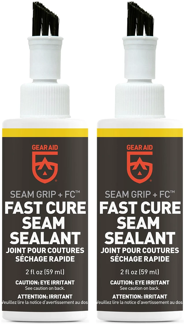 Main image of Seam Grip FC Fast Cure Sealant for Sealing Seams on Tents, Rainflies, Shelters, Awnings, Tarps and Pop-ups Made of Nylon, Vinyl, Clear, 2 fl oz, 2 Pack