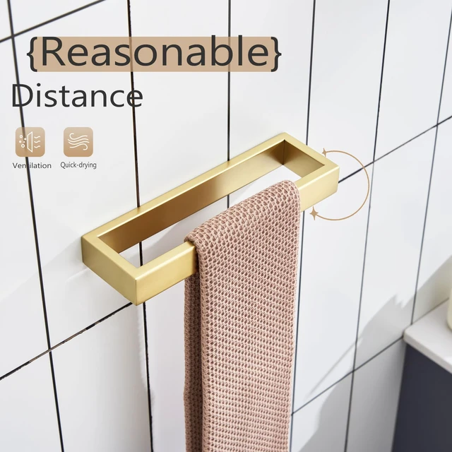 Alt view image 4 of 7 - Towel Ring Brushed Gold Hand Towel Holder 9 Inch Kitchen Towel Hanger Rack Stainless Steel Bathroom Hardware Wall Mounted, 1 Pack B4008BG-L9