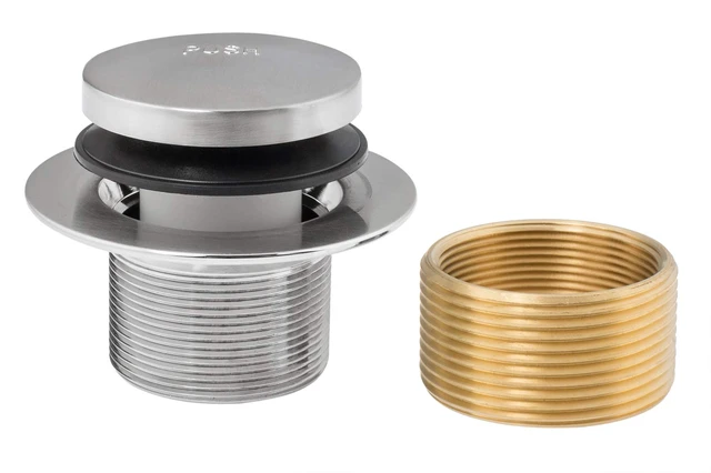Alt view image 4 of 7 - Tip-Toe Tub Trim Set with Two-Hole Overflow Faceplate, Replacement Bath Drain Trim Kit with 2-Hole Overflow Faceplate and Universal Fine/Coarse Thread (Brushed Nickel)