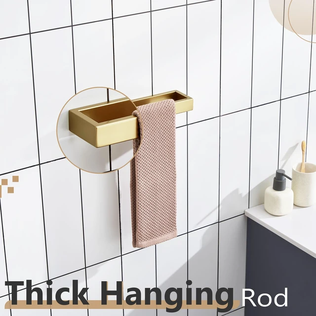 Alt view image 6 of 7 - Towel Ring Brushed Gold Hand Towel Holder 9 Inch Kitchen Towel Hanger Rack Stainless Steel Bathroom Hardware Wall Mounted, 1 Pack B4008BG-L9