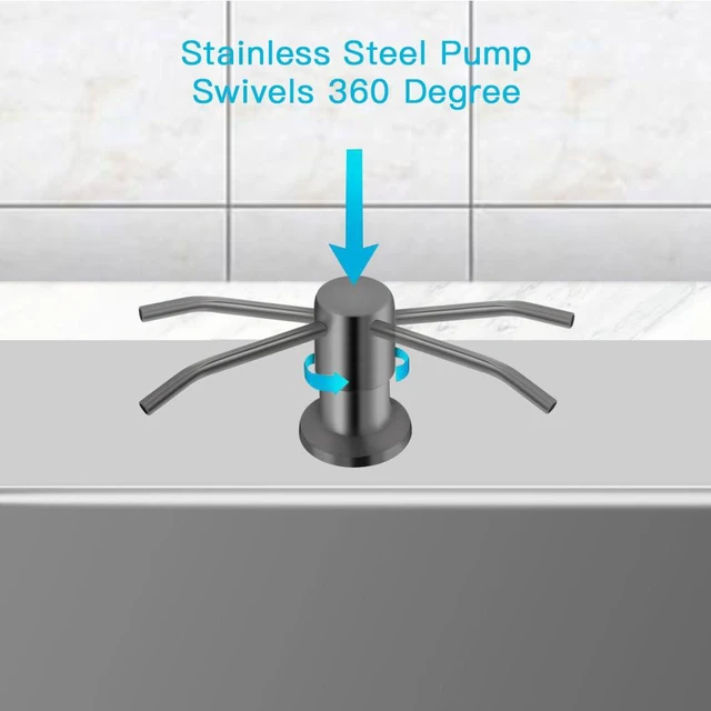 Alt view image 2 of 7 - Dish Soap Dispenser for Kitchen Sink, Countertop Sink Soap Dispenser Water Pump with 47 No-Spill Extension Tube Kit Design for Kitchen Bathroom, No More Refills Gray