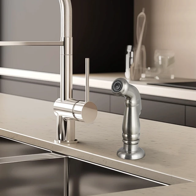 Alt view image 6 of 6 - Universal Sink Sprayer Attachment for Kitchen Faucet, Brushed Nickel NSF/ANSI/CAN 372 Certified, Kitchen Side Sprayer Head Compatible with Delta, Moen, Kohler and Other OEM Brands Spray Head