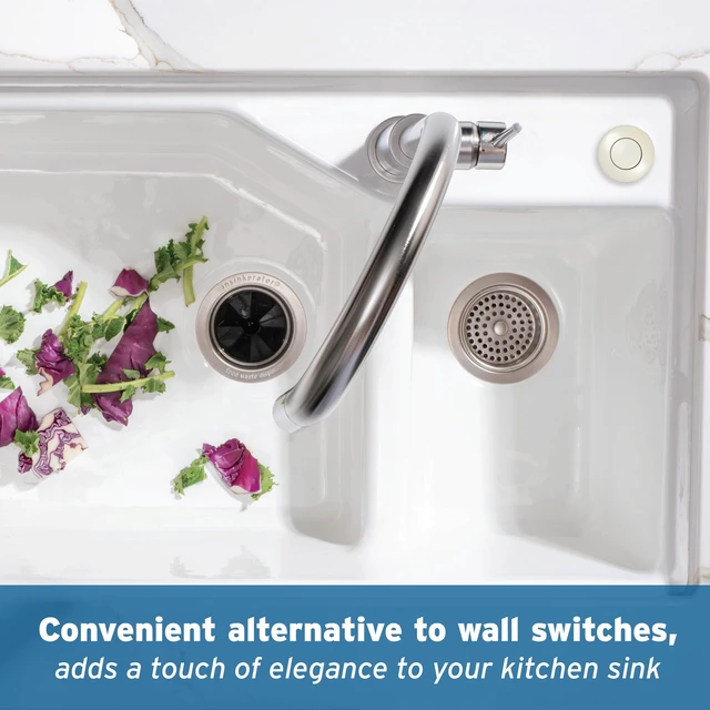 Alt view image 3 of 7 - Air Switch Sink Top Decorative Button, STC-BIS, Biscuit Compatible with Dual Outlet Garbage Disposal Air Switch Kits (STS-OO and STS-OOSN) - Single Bowl Sinks