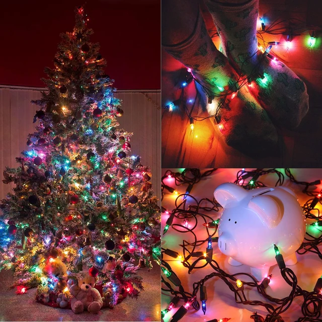 Alt view image 3 of 7 - 3 Sets Christmas Lights, 150 Count 33 FT Each Mini String Lights, Green Wire Fairy Lights, 120V UL Certified Connectable Xmas Tree Light for Holiday Winter Patio Party Outdoor Decoration, Multicolor
