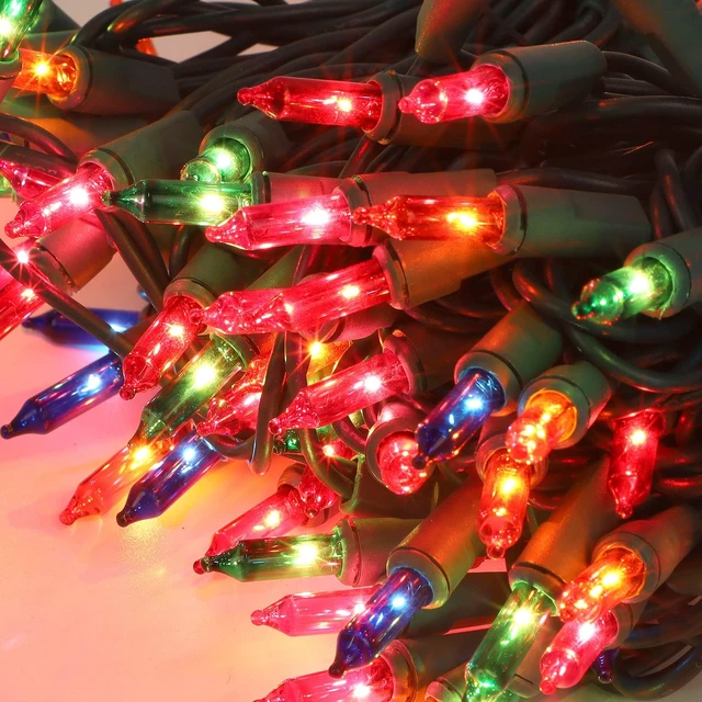 Alt view image 2 of 7 - 3 Sets Christmas Lights, 150 Count 33 FT Each Mini String Lights, Green Wire Fairy Lights, 120V UL Certified Connectable Xmas Tree Light for Holiday Winter Patio Party Outdoor Decoration, Multicolor