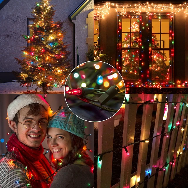 Alt view image 6 of 7 - 3 Sets Christmas Lights, 150 Count 33 FT Each Mini String Lights, Green Wire Fairy Lights, 120V UL Certified Connectable Xmas Tree Light for Holiday Winter Patio Party Outdoor Decoration, Multicolor