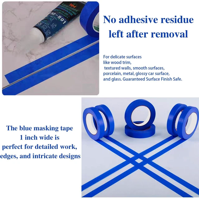 Alt view image 6 of 7 - Painters Tape 1 Inch Wide, 1 Inch X 55 Yards X 12 Rolls