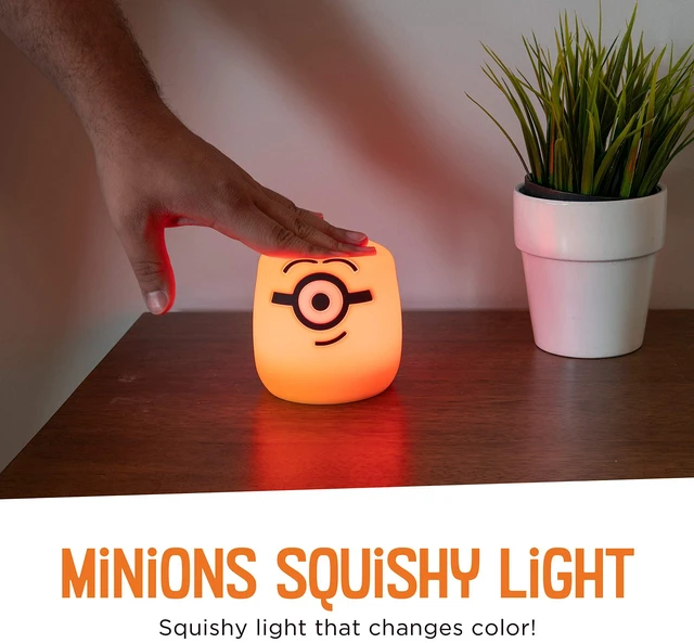 Alt view image 2 of 7 - Squish'ems Minions Night Light for Kids, Soft Silicone Dimmable Kids Bedside Lamp, Light for Kids Room, Bedroom, and Playroom, USB Powered with AAA Battery Option