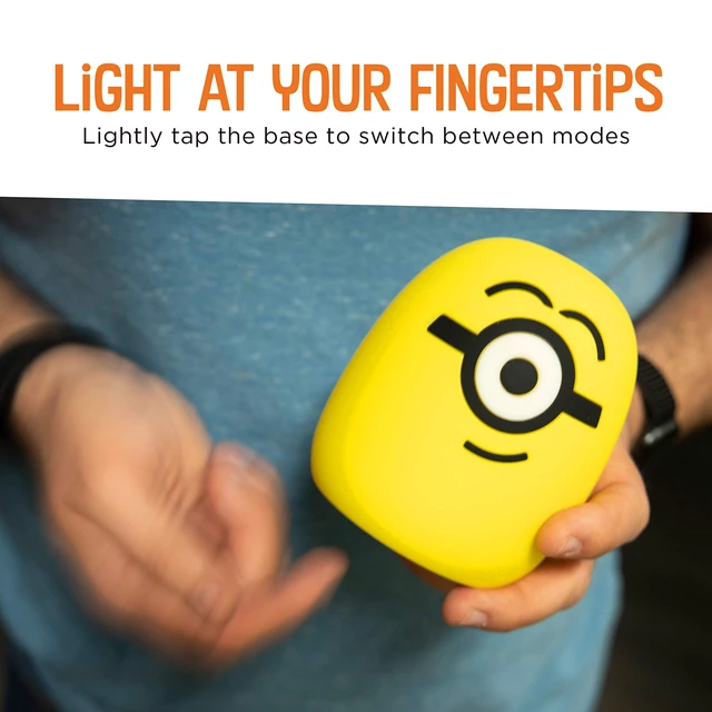 Alt view image 4 of 7 - Squish'ems Minions Night Light for Kids, Soft Silicone Dimmable Kids Bedside Lamp, Light for Kids Room, Bedroom, and Playroom, USB Powered with AAA Battery Option