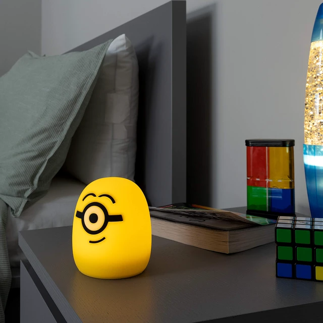 Alt view image 6 of 7 - Squish'ems Minions Night Light for Kids, Soft Silicone Dimmable Kids Bedside Lamp, Light for Kids Room, Bedroom, and Playroom, USB Powered with AAA Battery Option