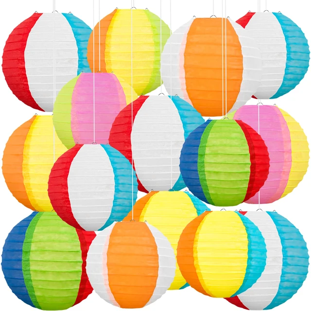 Main image of 45Pcs Pool Summer Party Decorations Beach Ball Paper Lanterns Luau Hawaiian Tropical Tiki Party,Birthday,Office,Classroom Hanging Decorations,Party Setup Decor,Bulk Supplies