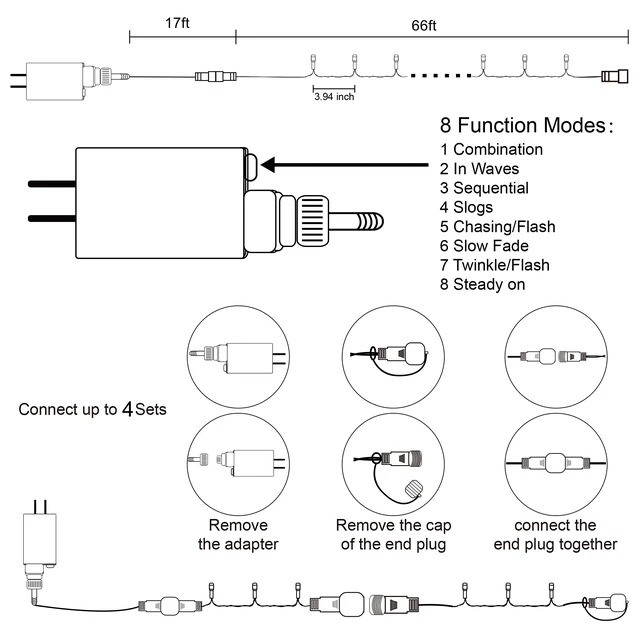 Alt view image 4 of 7 - 200 LED 66FT Fairy String Lights, July 4th Patriotic Light with 8 Lighting Modes, Mini Lights Plug in for Indoor Outdoor Independence Day Tree Holiday Party Decor, Red Blue & White