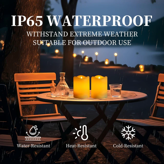 Alt view image 7 of 7 - Solar Flameless Candles Outdoor, 6Pcs Solar Rechargeable Candles IP65 Waterproof, Auto On/Off Flickering Glow Dusk to Dawn, Replaceable Battery, Outdoor Solar Lights Holiday Decor for Garden