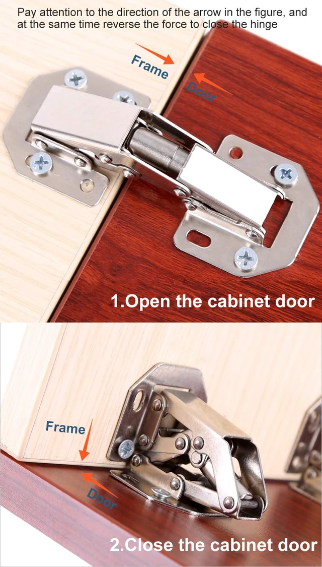 Alt view image 6 of 6 - 40-Pack Hidden Hinges for Cabinet Doors Frameless, Concealed Cabinet Hinge, 90 Degree Surface Mount Hinges