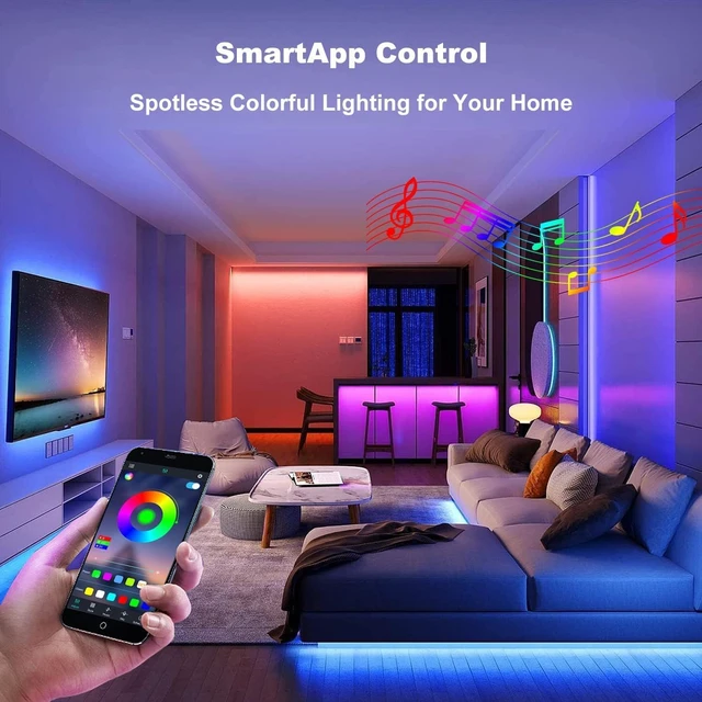 Alt view image 2 of 6 - 400FT LED Strip Lights RGB Color Changing for Bedroom 24V Bluetooth App Control, Music Sync, 4 Rolls 100ft, Kitchen Home Decor
