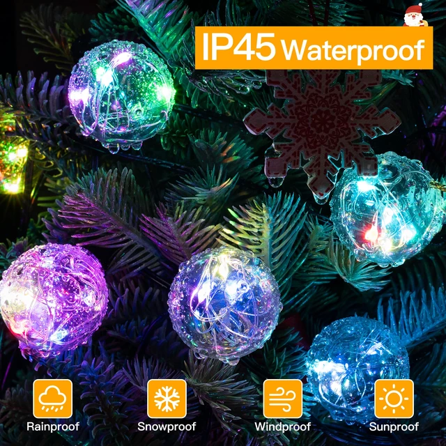 Alt view image 5 of 7 - Outdoor String Lights, 30FT RGBW Color Changing Patio Lights Remote Plug in Waterproof Connectable Shatterproof Tiners Christmas Light with 30 Edison LED Bulbs for Balcony Porch Camping Deck