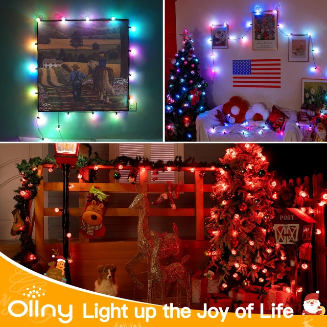 Alt view image 6 of 7 - Outdoor String Lights, 30FT RGBW Color Changing Patio Lights Remote Plug in Waterproof Connectable Shatterproof Tiners Christmas Light with 30 Edison LED Bulbs for Balcony Porch Camping Deck