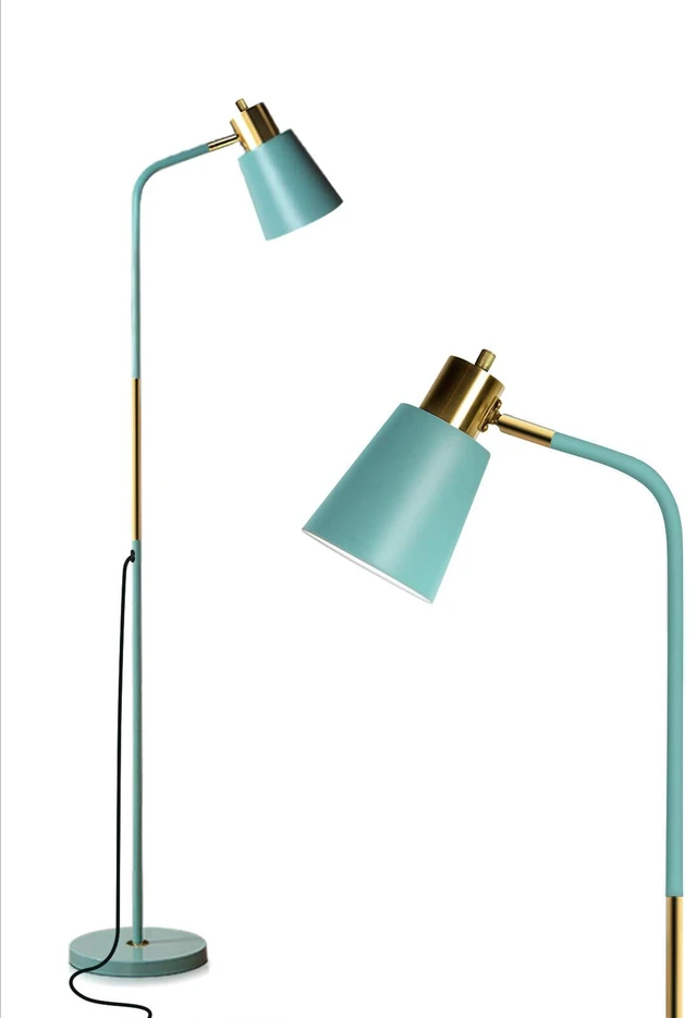 Main image of Floor Lamp Industrial Floor Lamps Reading Farmhouse Standing Lamp Rustic Floor Lamp Adjustable Metal Heads Indoor Task Lighting for Living Room Bedroom Office Home Décor (Green)